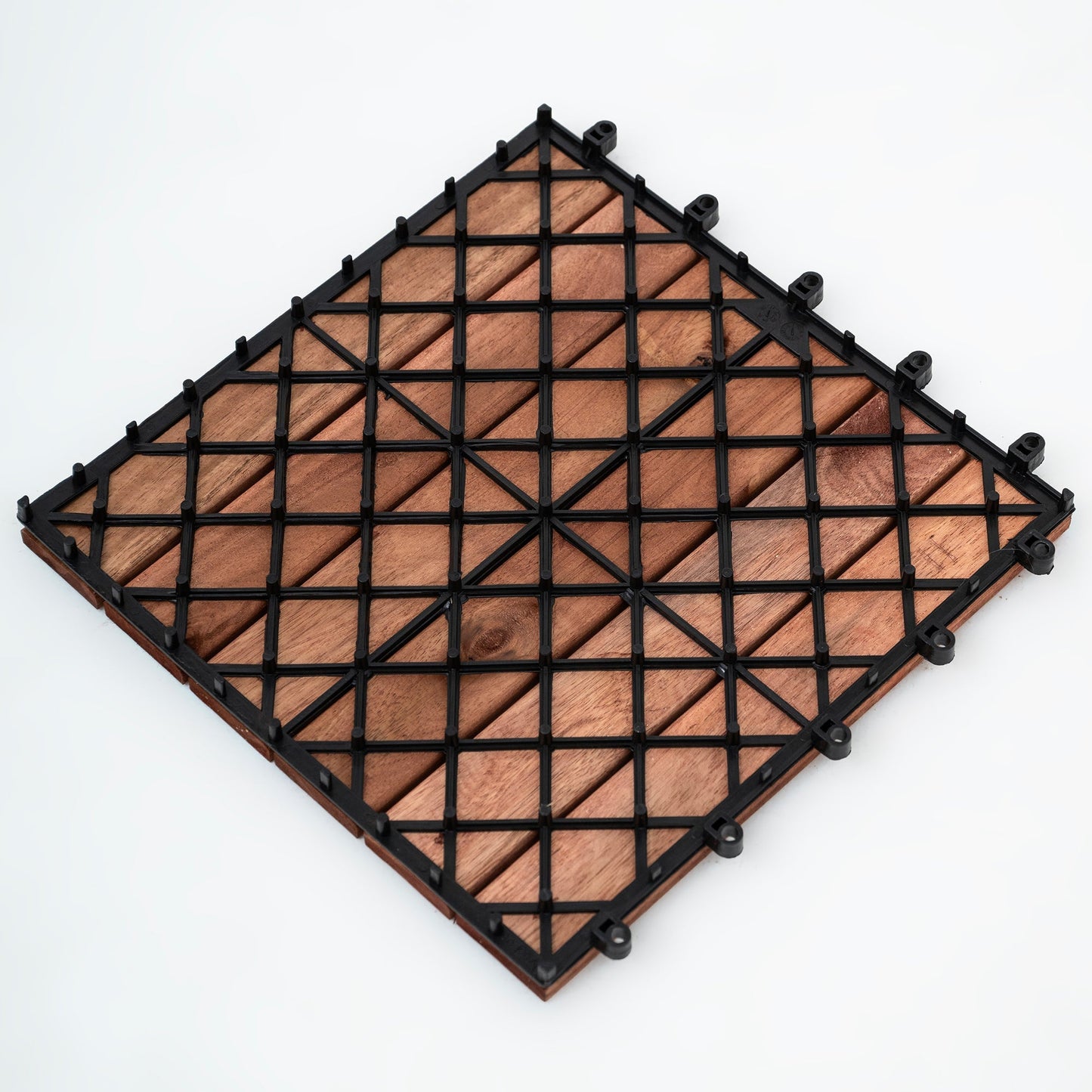 Bliss Outdoors Hardwood 6-Slat Interlocking Wood Deck Tiles, Red, Set of 10