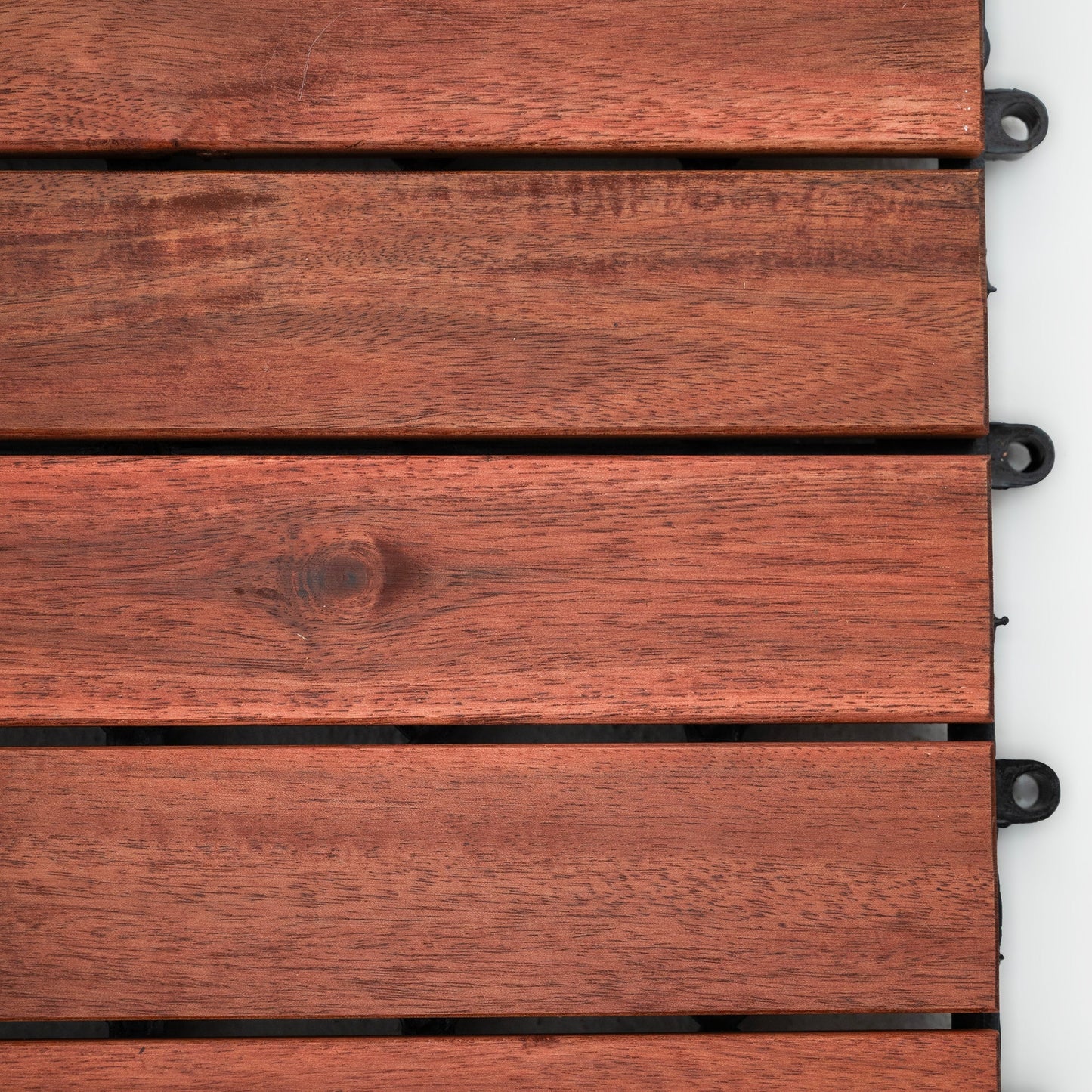 Bliss Outdoors Hardwood 6-Slat Interlocking Wood Deck Tiles, Red, Set of 10