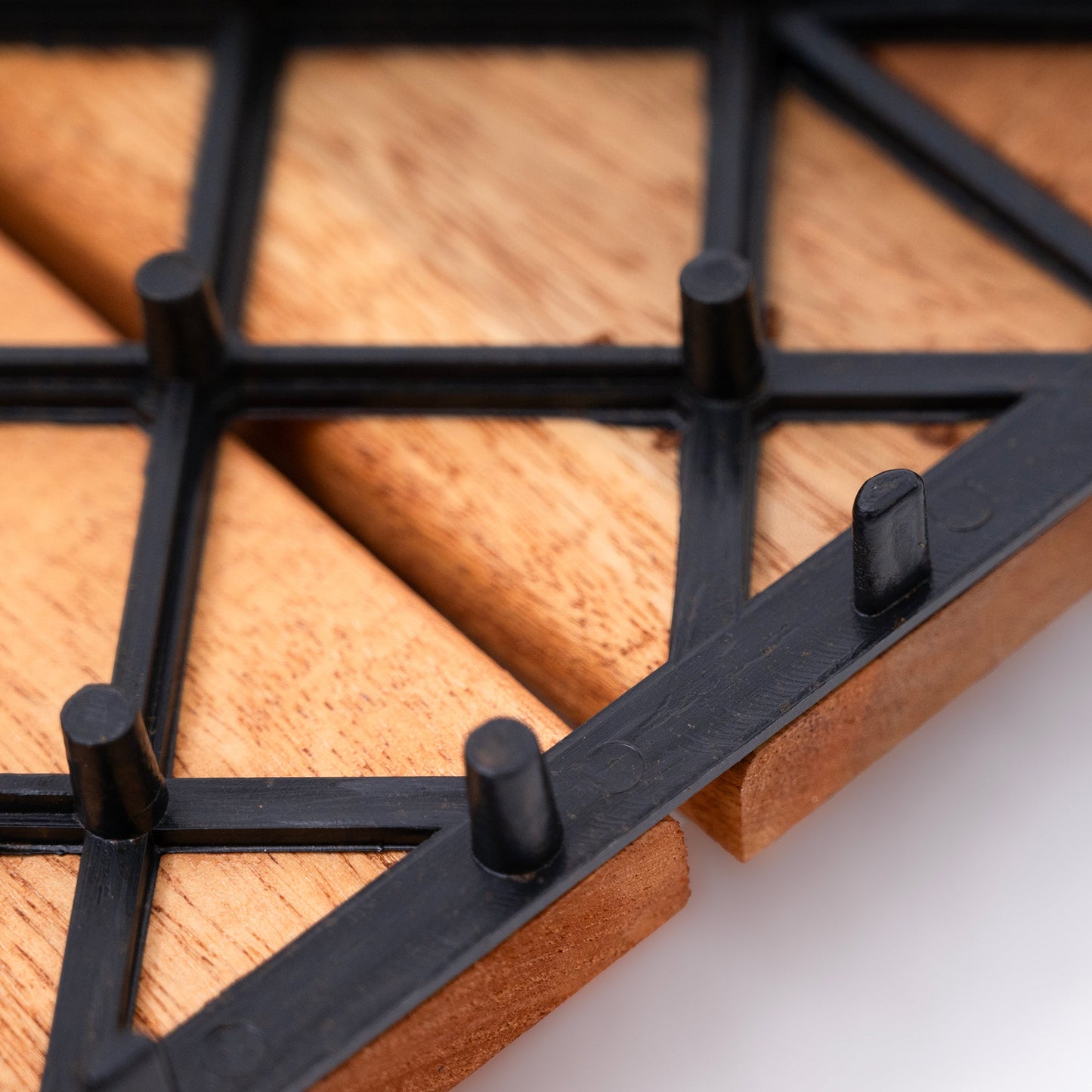 Bliss Outdoors Hardwood 6-Slat Interlocking Wood Deck Tiles, Natural, Set of 30