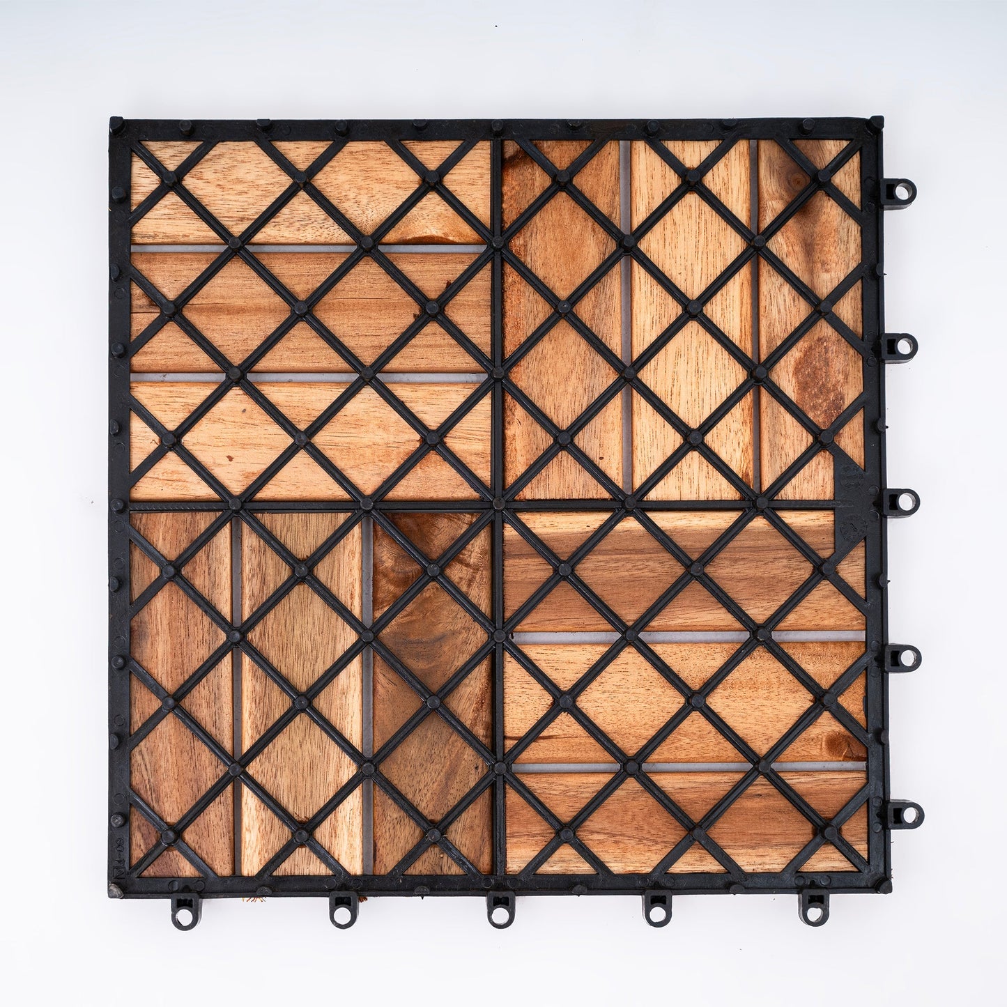 Bliss Outdoors Hardwood 12-Slat Interlocking Wood Deck Tiles, Natural, Set of 30