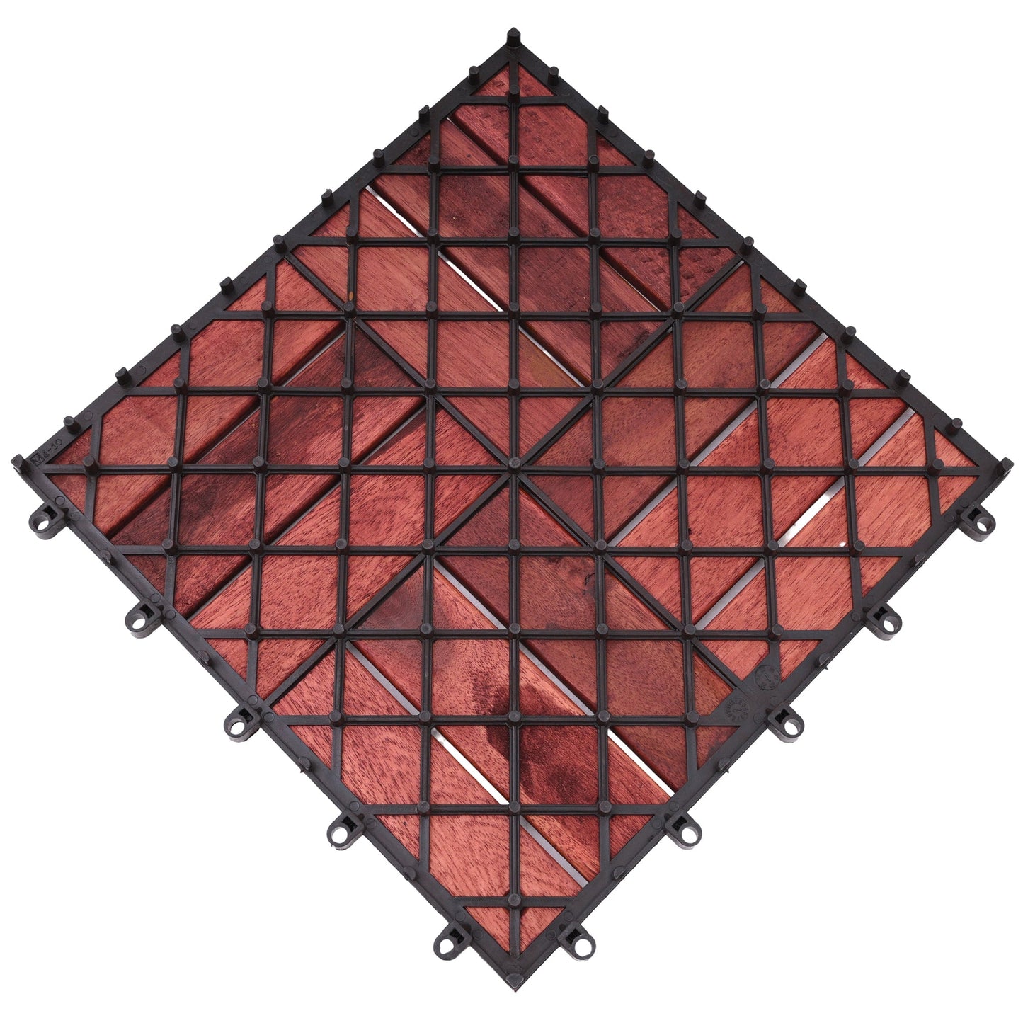 Bliss Outdoors Hardwood 12-Slat Interlocking Wood Deck Tiles, Red, Set of 30