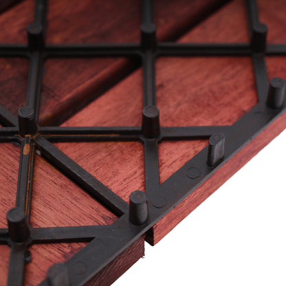 Bliss Outdoors Hardwood 12-Slat Interlocking Wood Deck Tiles, Red, Set of 30