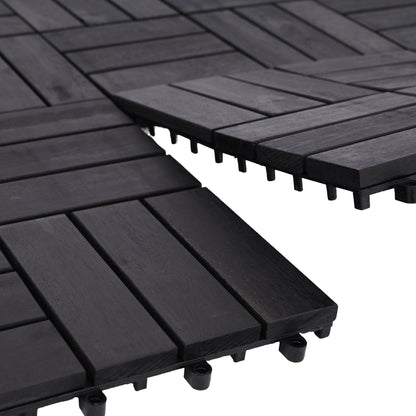 Bliss Outdoors Hardwood 12-Slat Interlocking Wood Deck Tiles, Black, Set of 30