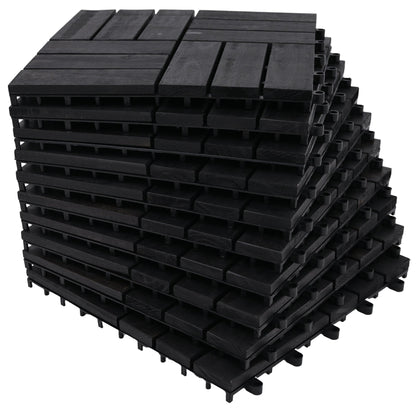 Bliss Outdoors Hardwood 12-Slat Interlocking Wood Deck Tiles, Black, Set of 30