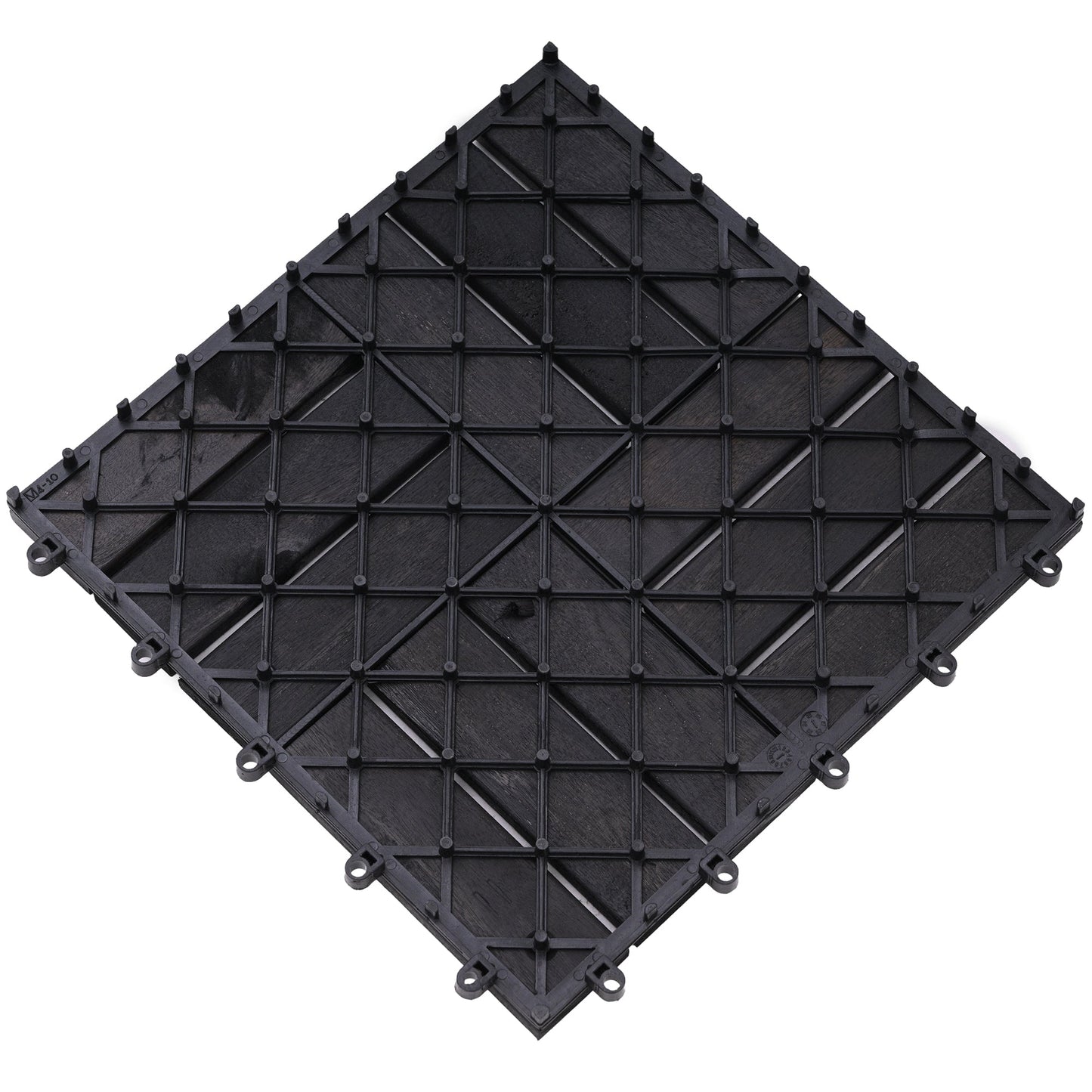Bliss Outdoors Hardwood 12-Slat Interlocking Wood Deck Tiles, Black, Set of 30