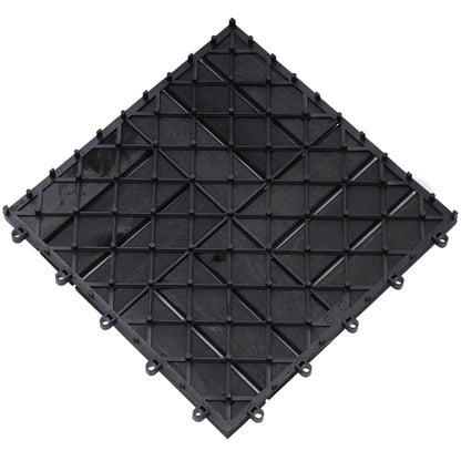 Bliss Outdoors Hardwood 12-Slat Interlocking Wood Deck Tiles, Black, Set of 30