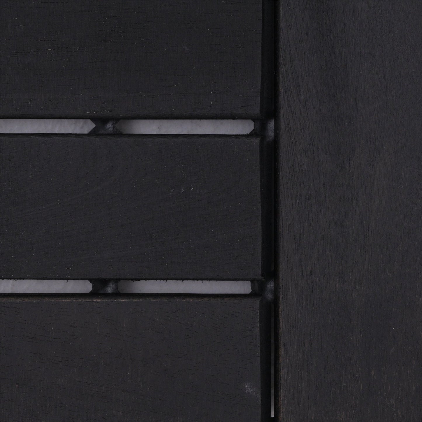 Bliss Outdoors Hardwood 12-Slat Interlocking Wood Deck Tiles, Black, Set of 30