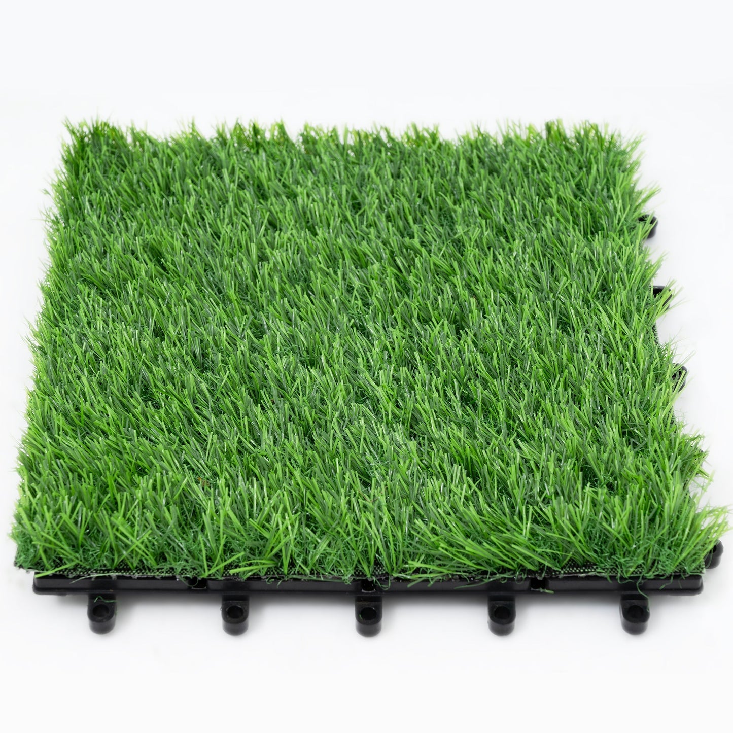 Bliss Outdoors 12"x12" Artificial PP Grass Interlocking Tiles, Green, Set of 10