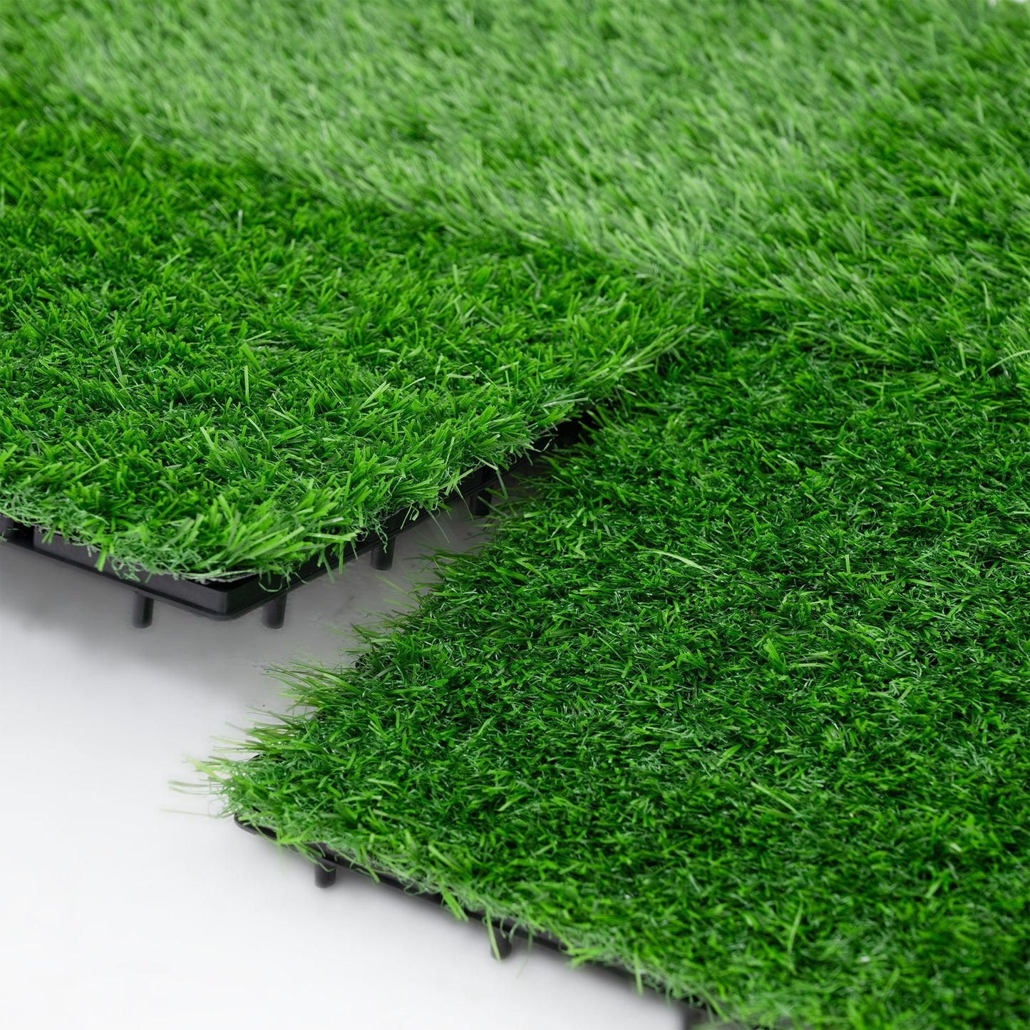 Bliss Outdoors 12"x12" Artificial PP Grass Interlocking Tiles, Green, Set of 10