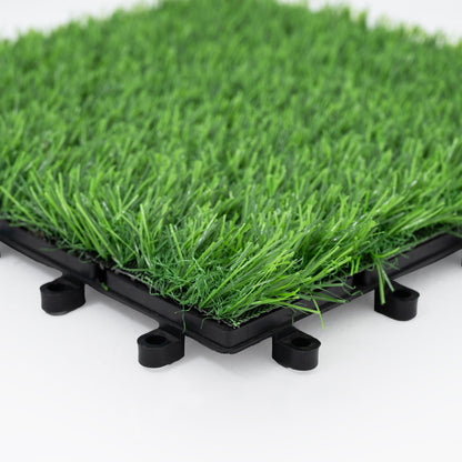 Bliss Outdoors 12"x12" Artificial PP Grass Interlocking Tiles, Green, Set of 30