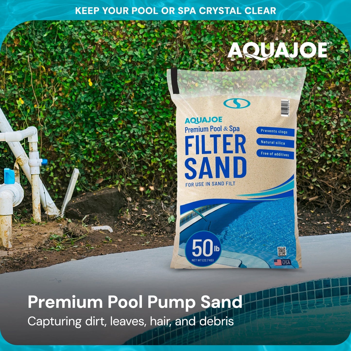 Aqua Joe Premium Pool & Spa Filter Sand for Swimming Pools, 50 lb, FLTSAND50