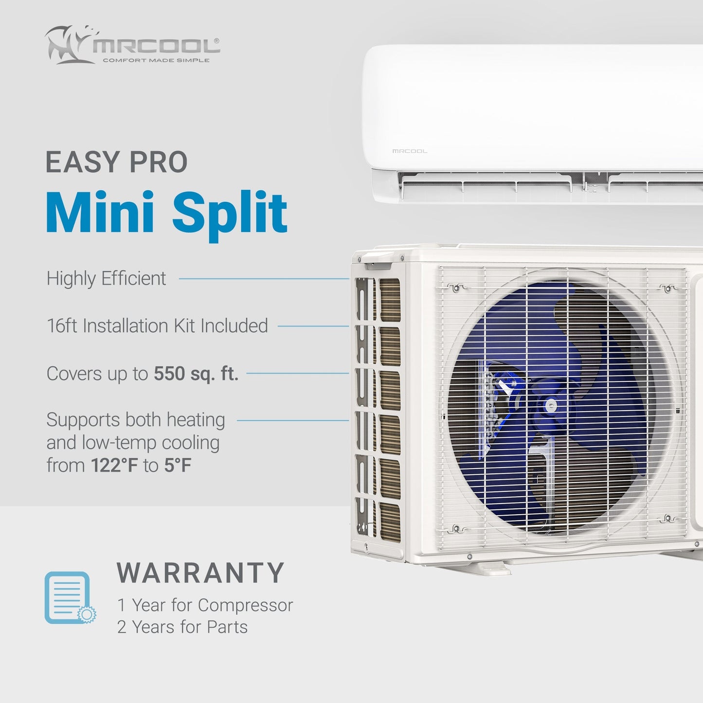 MRCOOL Easy Pro 12K BTU DIY Ductless Mini-Split Air Conditioner Heat Pump System
