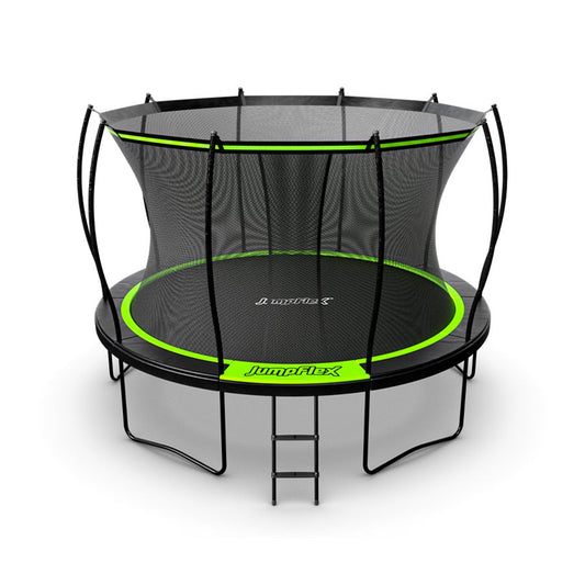 Jumpflex FLEX 12' Round Trampoline, Outdoor Play Equipment & Safety Net & Ladder