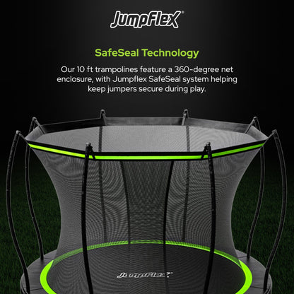 Jumpflex FLEX 10' Round Trampoline, Outdoor Play Equipment & Safety Net & Ladder