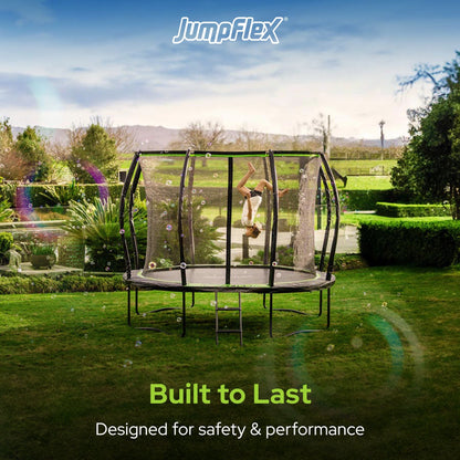 Jumpflex FLEX 10' Round Trampoline, Outdoor Play Equipment & Safety Net & Ladder