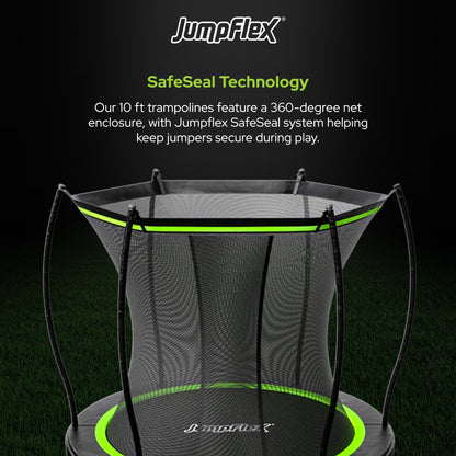 Jumpflex FLEX 8' Round Trampoline, Outdoor Play Equipment w/ Safety Net & Ladder