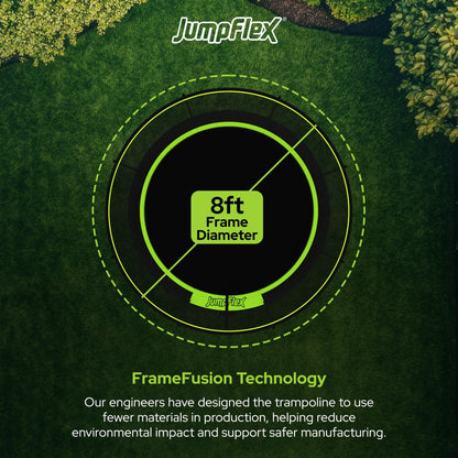 Jumpflex FLEX 8' Round Trampoline, Outdoor Play Equipment w/ Safety Net & Ladder