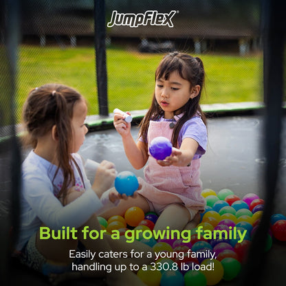 Jumpflex FLEX 8' Round Trampoline, Outdoor Play Equipment w/ Safety Net & Ladder