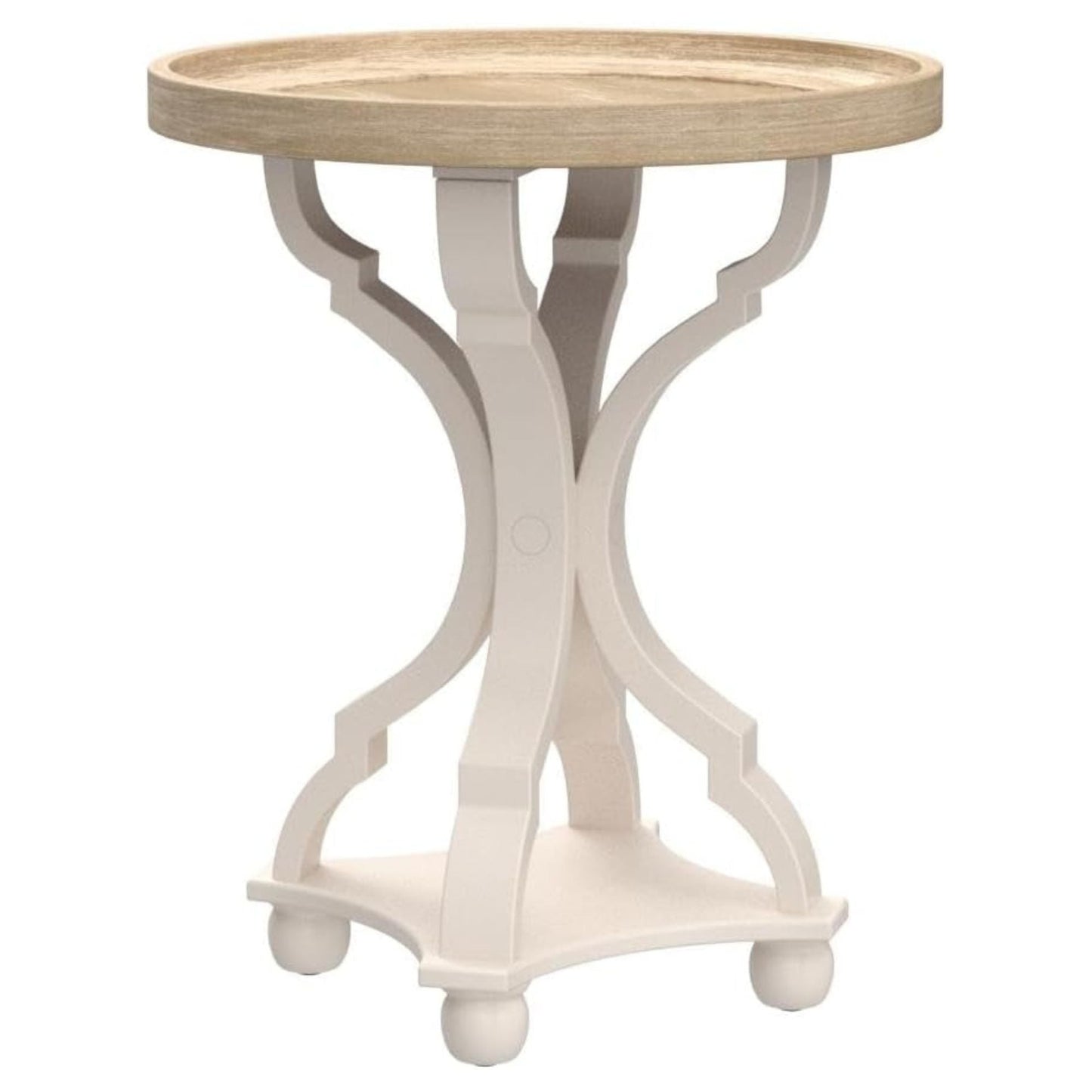 COZAYH Round Rustic Wood End Table Accent Nightstand Side Table, Bedroom, White