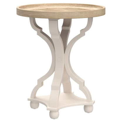 COZAYH Round Rustic Wood End Table Accent Nightstand Side Table, Bedroom, White