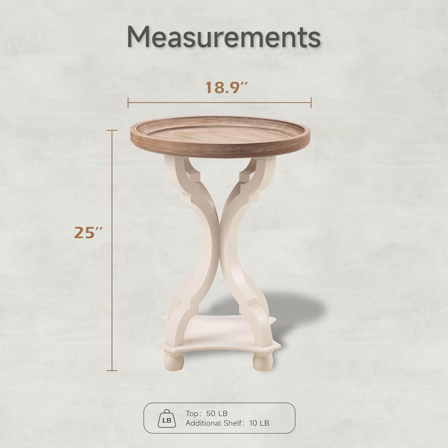 COZAYH Round Rustic Wood End Table Accent Nightstand Side Table, Bedroom, White