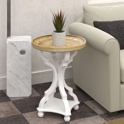 COZAYH Round Rustic Wood End Table Accent Nightstand Side Table, Bedroom, White