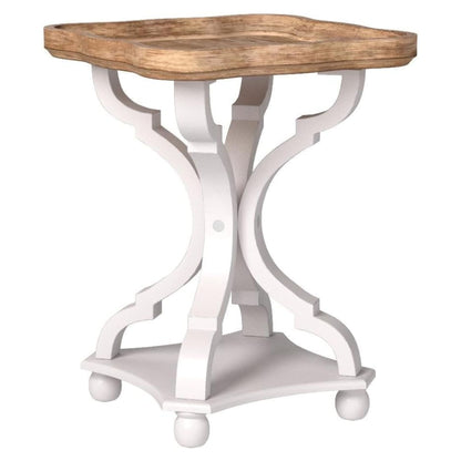 COZAYH Square Rustic Wood End Table Accent Nightstand Side Table, Bedroom, White