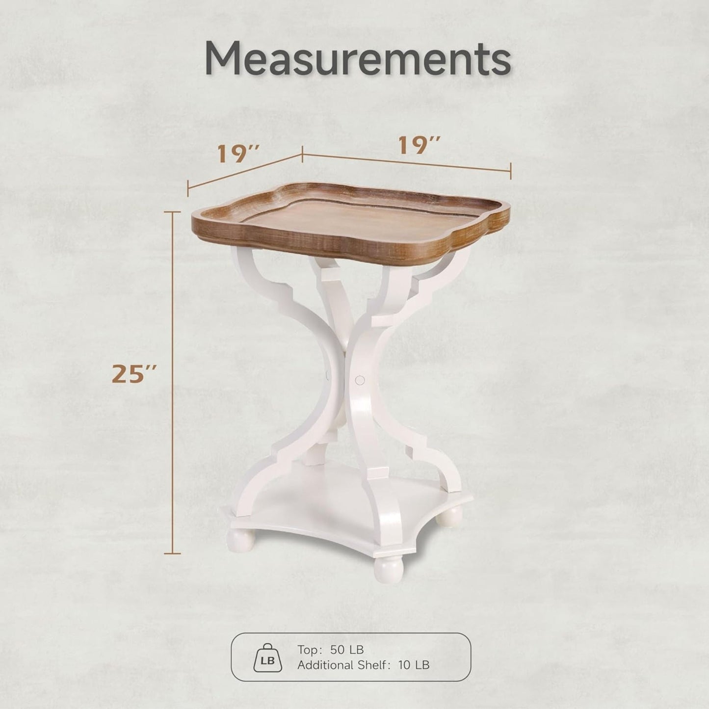 COZAYH Square Rustic Wood End Table Accent Nightstand Side Table, Bedroom, White