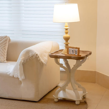 COZAYH Square Rustic Wood End Table Accent Nightstand Side Table, Bedroom, White