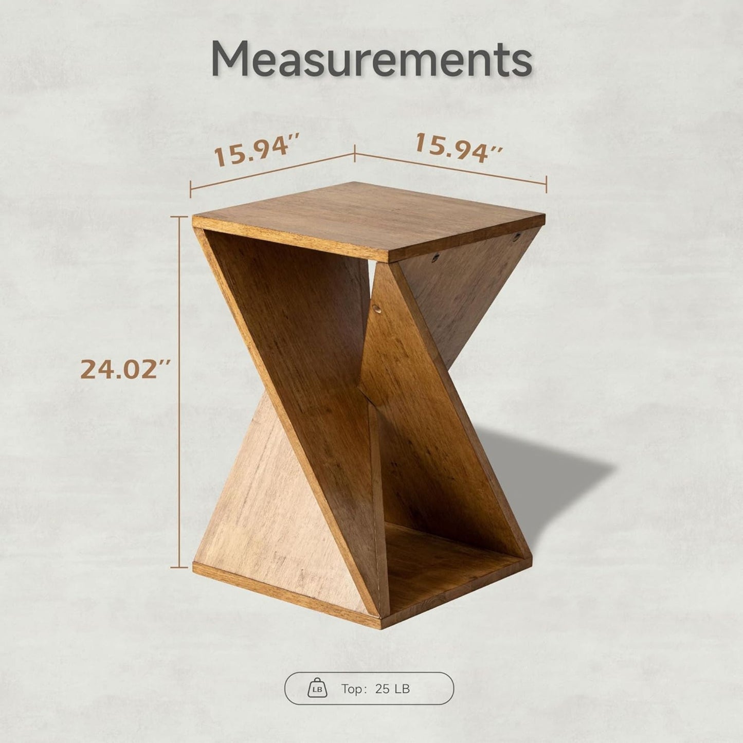 COZAYH Farmhouse End Table, Square Solid Pedestal Design, for Living Room, Brown