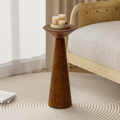 COZAYH Pedestal Tall Round Martini Table for Living Rooms or Bedrooms, Walnut