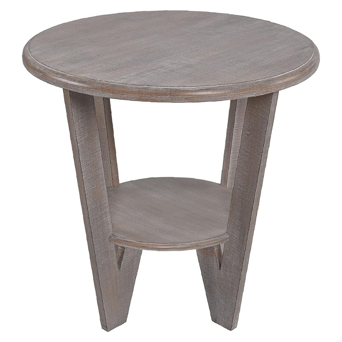 COZAYH Rustic Farmhouse Wooden End Table with Storage Shelf, Vintage Grey Finish