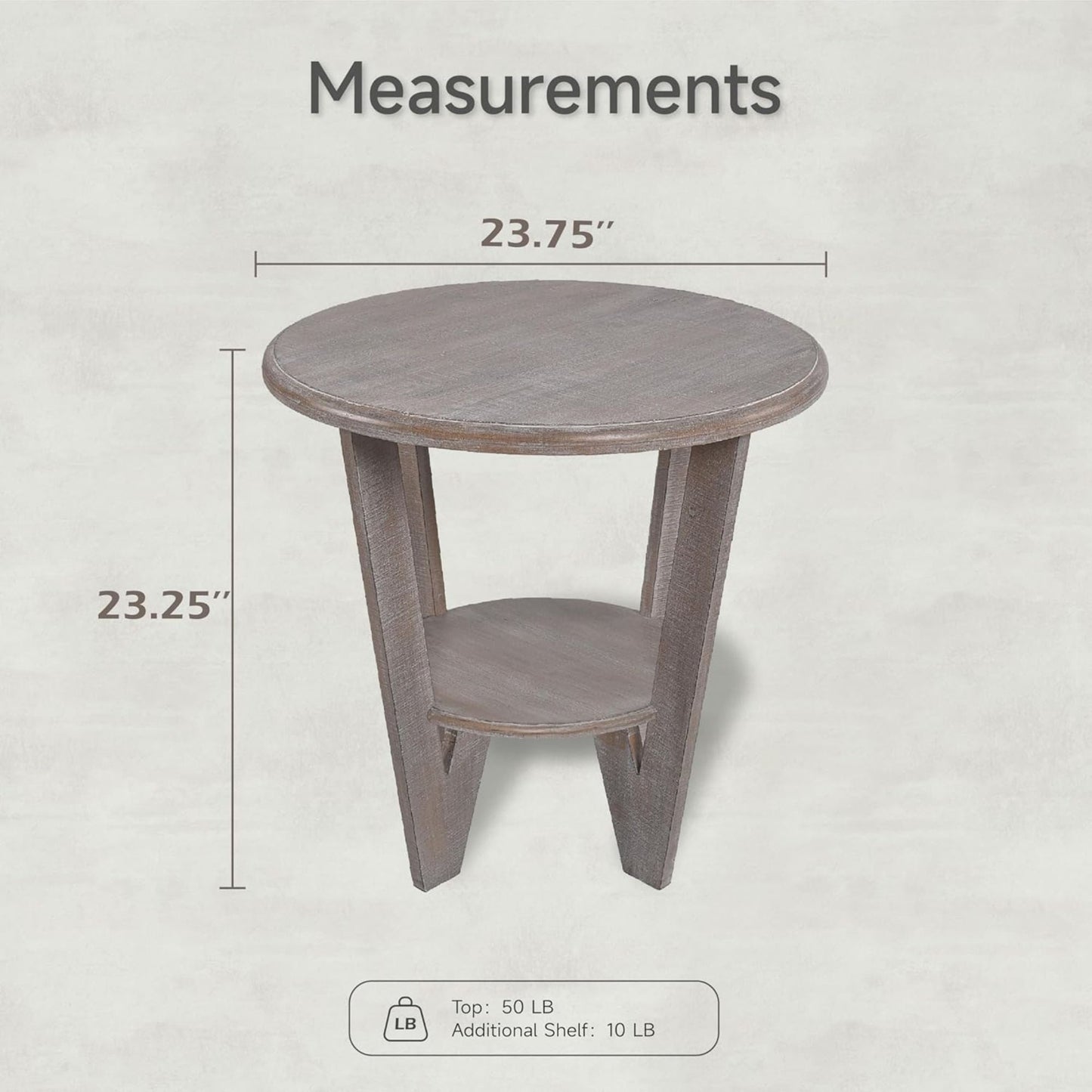 COZAYH Rustic Farmhouse Wooden End Table with Storage Shelf, Vintage Grey Finish