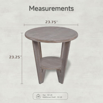 COZAYH Rustic Farmhouse Wooden End Table with Storage Shelf, Vintage Grey Finish