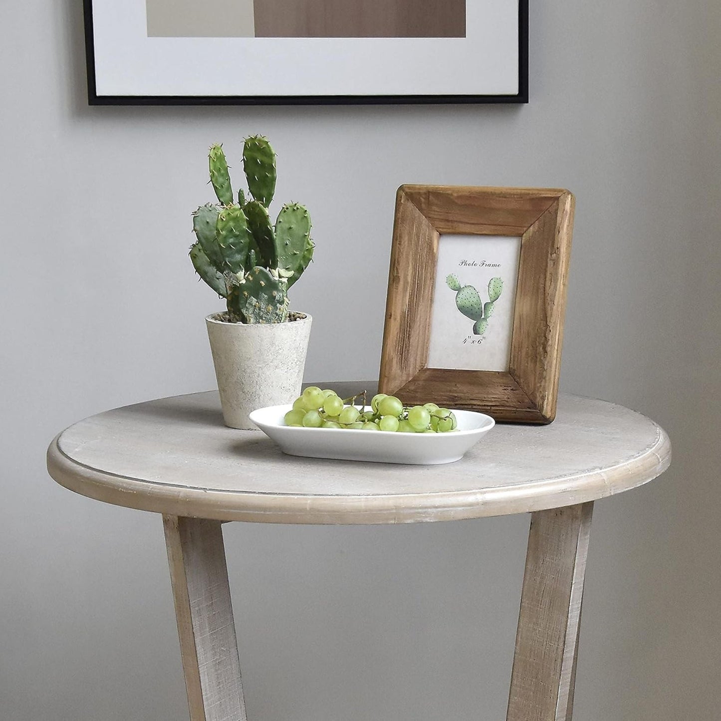 COZAYH Rustic Farmhouse Wooden End Table with Storage Shelf, Vintage Grey Finish