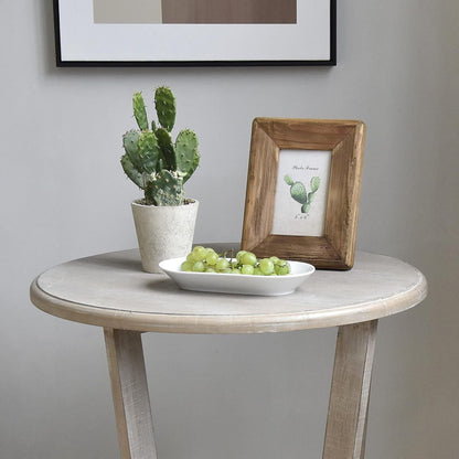 COZAYH Rustic Farmhouse Wooden End Table with Storage Shelf, Vintage Grey Finish