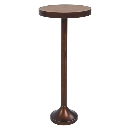 COZAYH Small Pedestal Round End Table, Living Room Furniture, Light Espresso