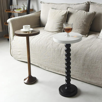 COZAYH Small Pedestal Round End Table, Living Room Furniture, Light Espresso