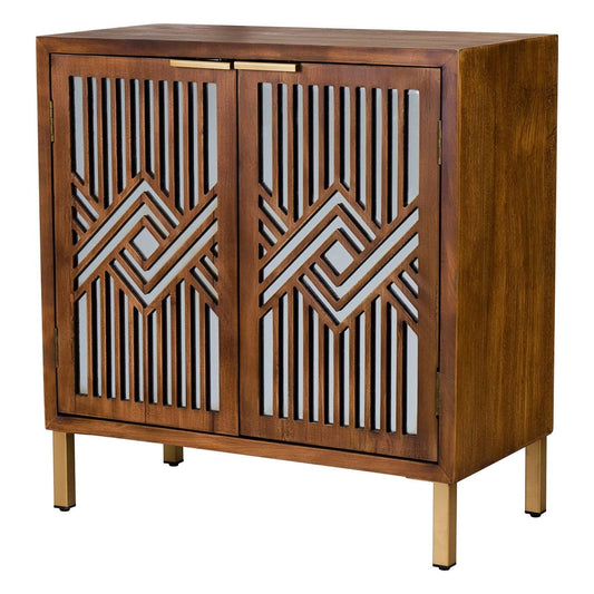 COZAYH 2 Door Modern Accent Cabinet Mirror Front Storage Sideboard, Metal, Wood