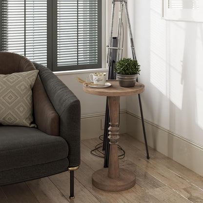 COZAYH Pedestal Tray Top End Table for Holding Drinks, Lamps or Plants,  Brown