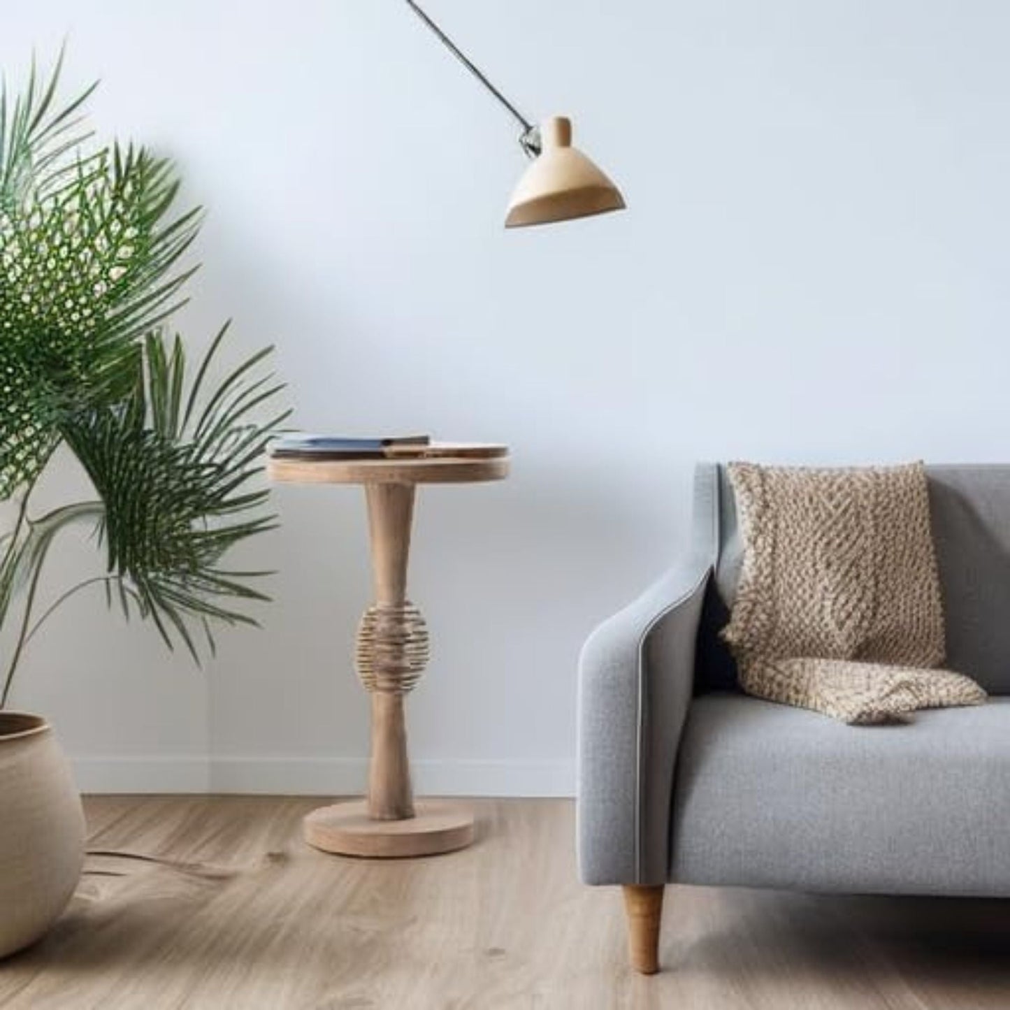 COZAYH Pedestal Tray Top End Table for Holding Drinks, Lamps or Plants,  Brown