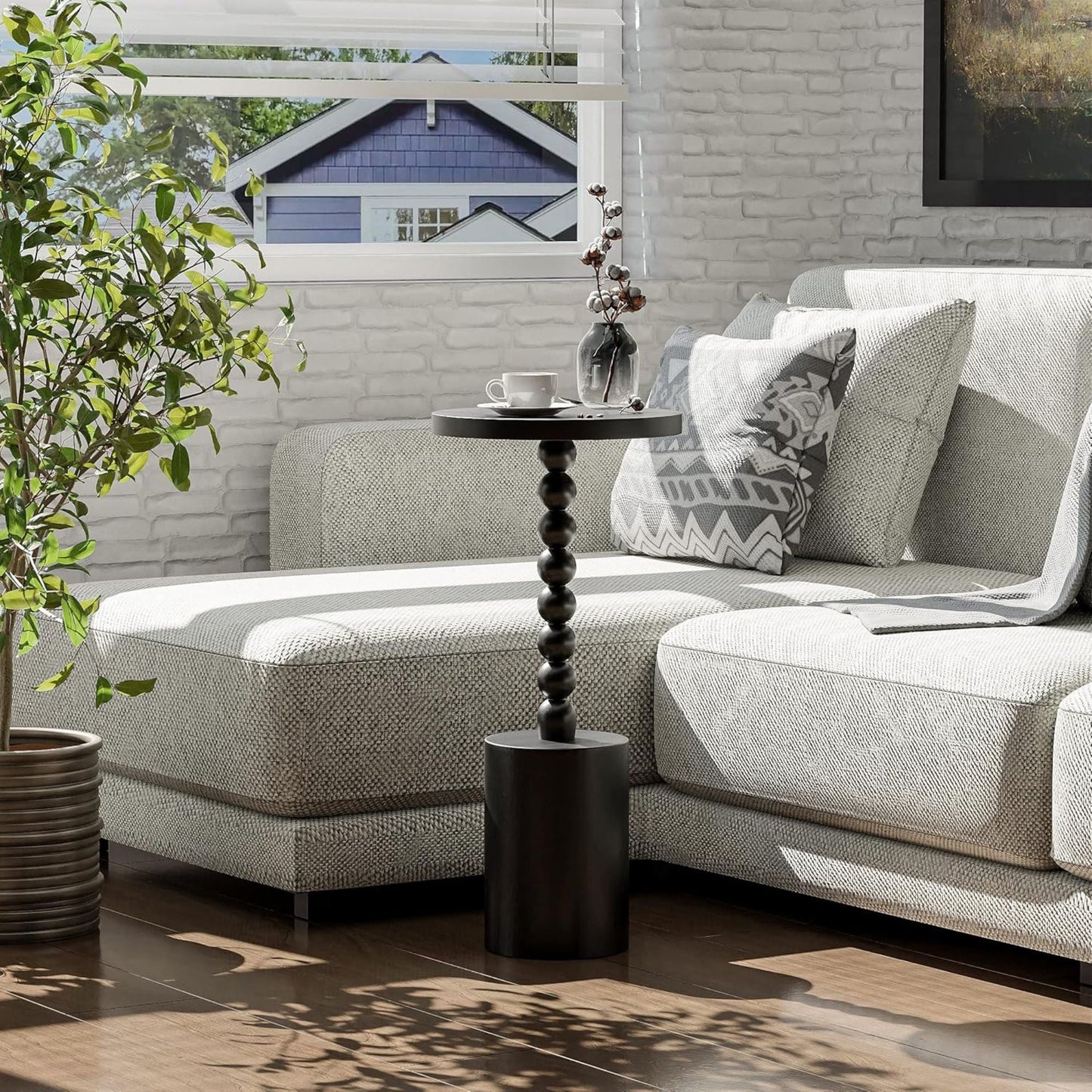 COZAYH Farmhouse Round Pedestal Martini Table for Living Rooms & Bedrooms, Black