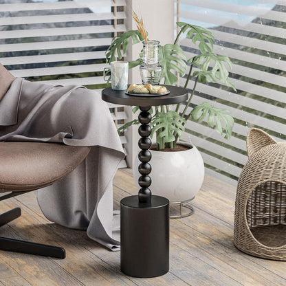 COZAYH Farmhouse Round Pedestal Martini Table for Living Rooms & Bedrooms, Black