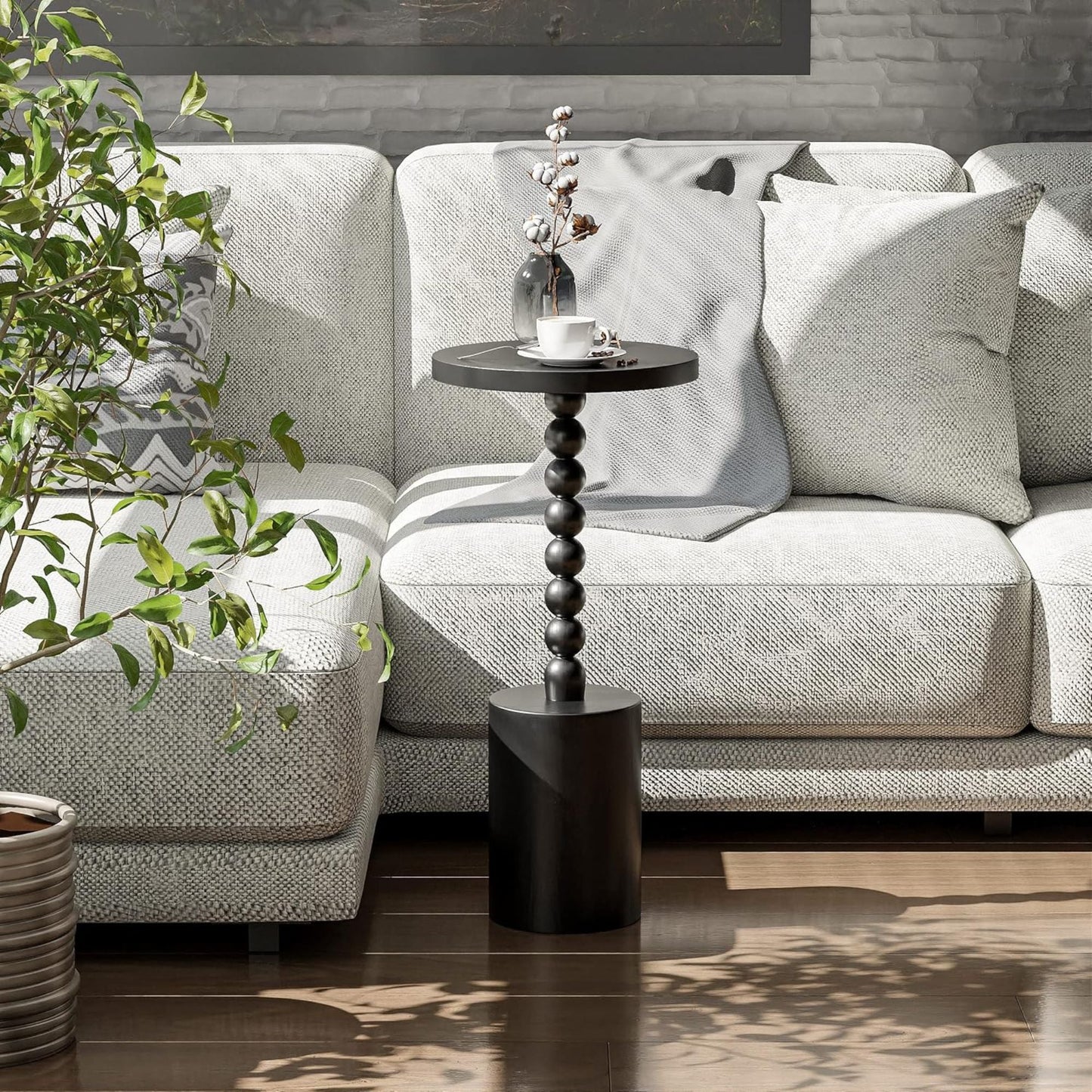 COZAYH Farmhouse Round Pedestal Martini Table for Living Rooms & Bedrooms, Black