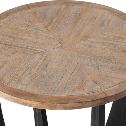 COZAYH Rustic Farmhouse Round End Table, Storage Shelf for Living Room, Black