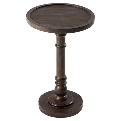 COZAYH Pedestal Tray Top End Table for Holding Drinks, Lamps, Plants, Dark Brown