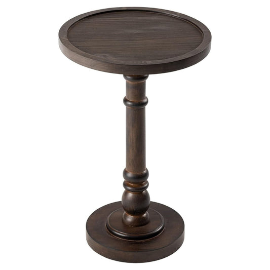 COZAYH Pedestal Tray Top End Table for Holding Drinks, Lamps, Plants, Dark Brown