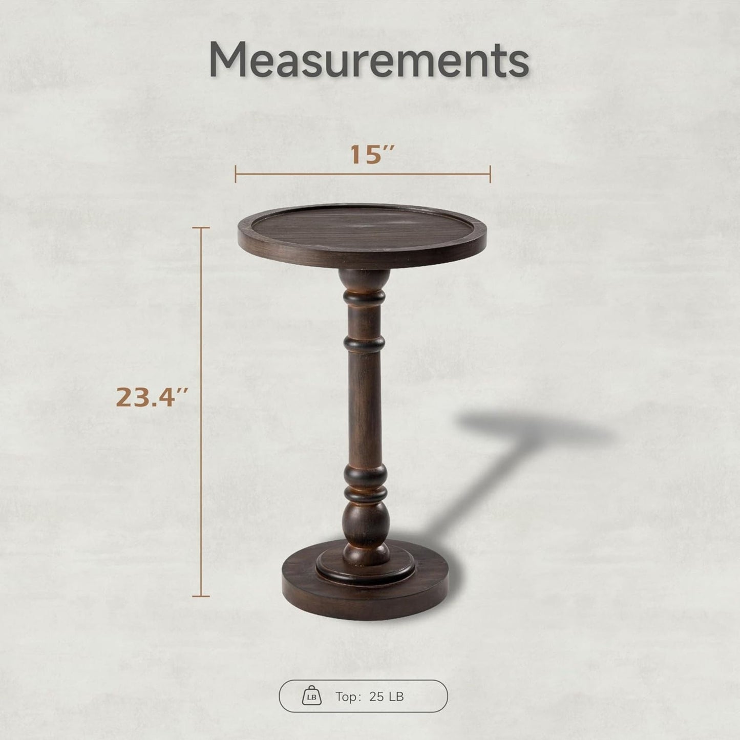 COZAYH Pedestal Tray Top End Table for Holding Drinks, Lamps, Plants, Dark Brown