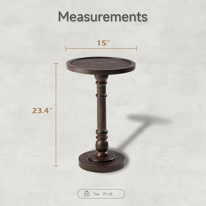 COZAYH Pedestal Tray Top End Table for Holding Drinks, Lamps, Plants, Dark Brown