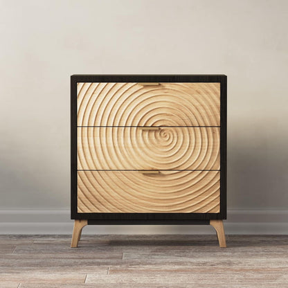 COZAYH 3 Drawer Farmhouse Nightstand Wood Storage Cabinet Accent Chest, Black